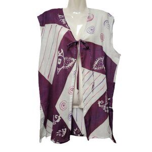 Large Cotton Tunic, Open Tunic Top, Sleeveless Cover Up - One Size - NEW